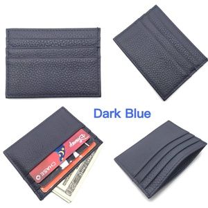 IXYVIA Leather Wallet Slim Card Holder - Dark Blue